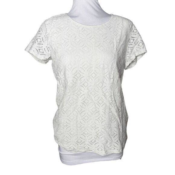 Stitch Fix Market and Spruce white lace overlay tee Small - Picture 1 of 8